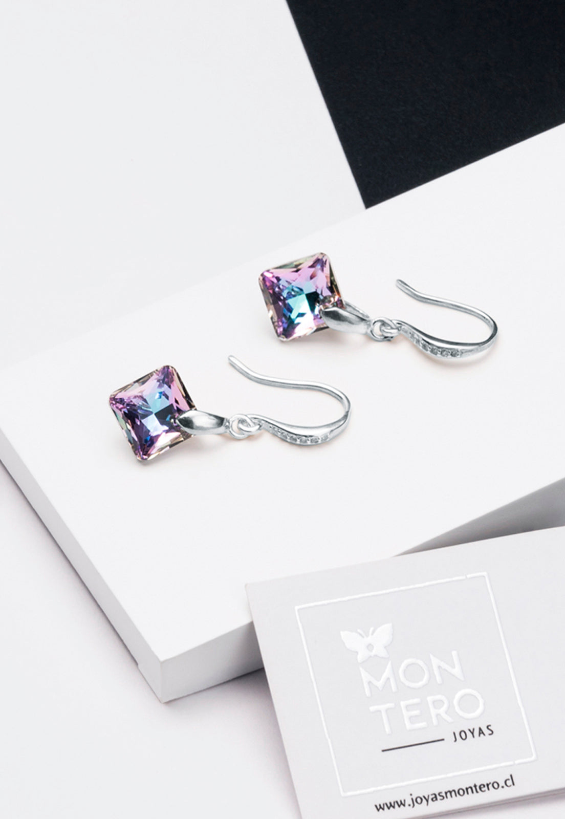 Aros Cristina Plata 925 Cristal Genuino Vitral Light