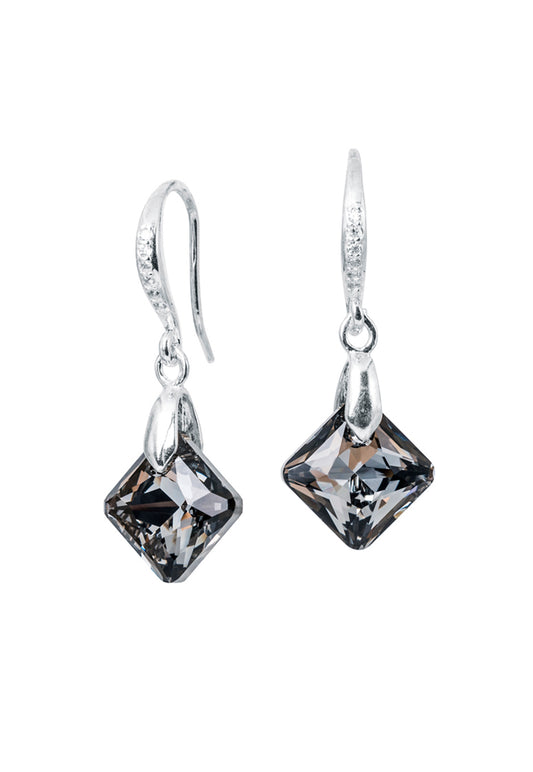 Aros Cristina Plata 925 Cristal Genuino Silver Night