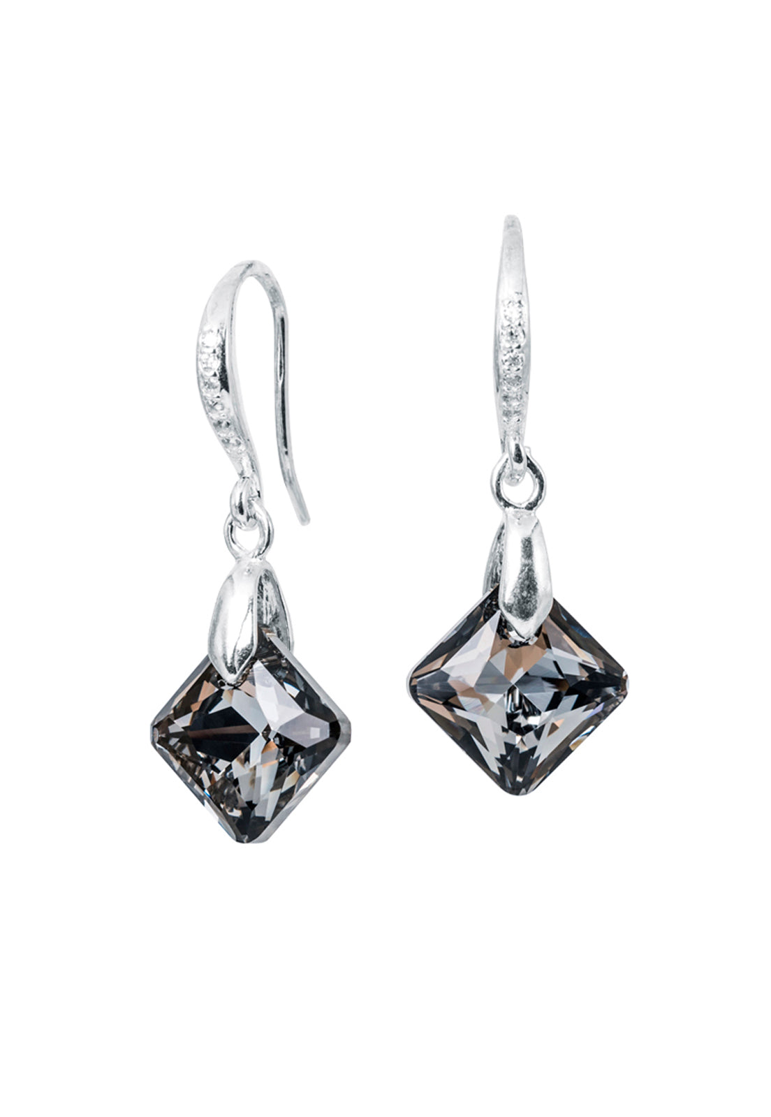 Aros Cristina Plata Italiana 925 y Cristales Genuinos Silver Night