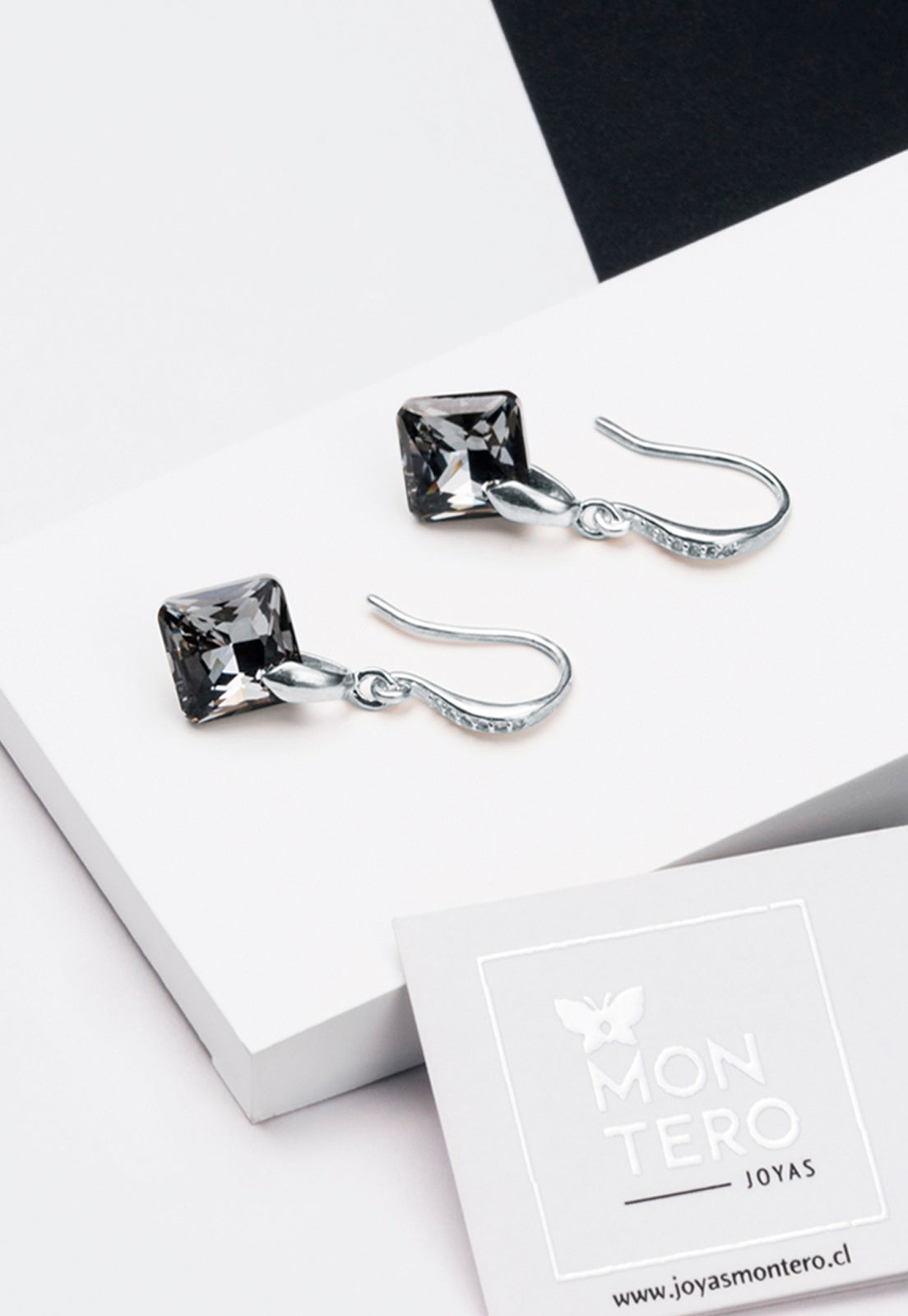 Aros Cristina Plata 925 Cristal Genuino Silver Night