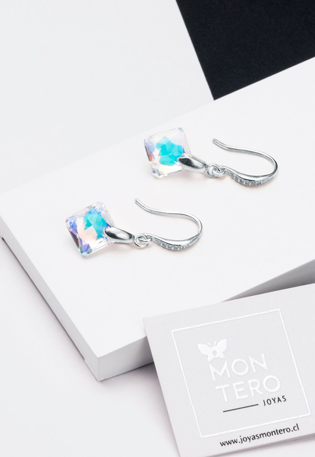 Aros Cristina Plata 925 Cristal Genuino Aurora Boreal
