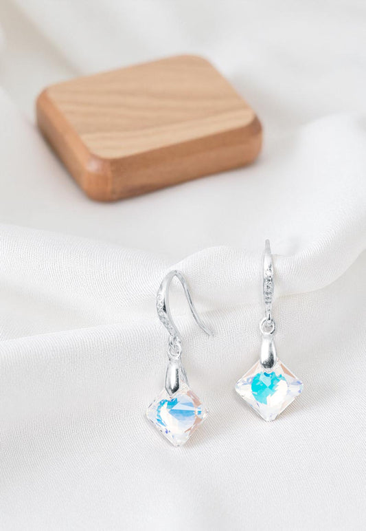 Aros Cristina Plata 925 Cristal Genuino Aurora Boreal
