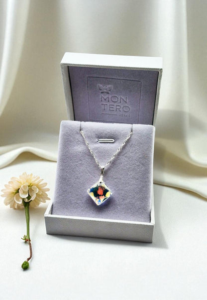 Collar Cristina Plata Italiana 925 Cristal Genuino Aurora Boreal