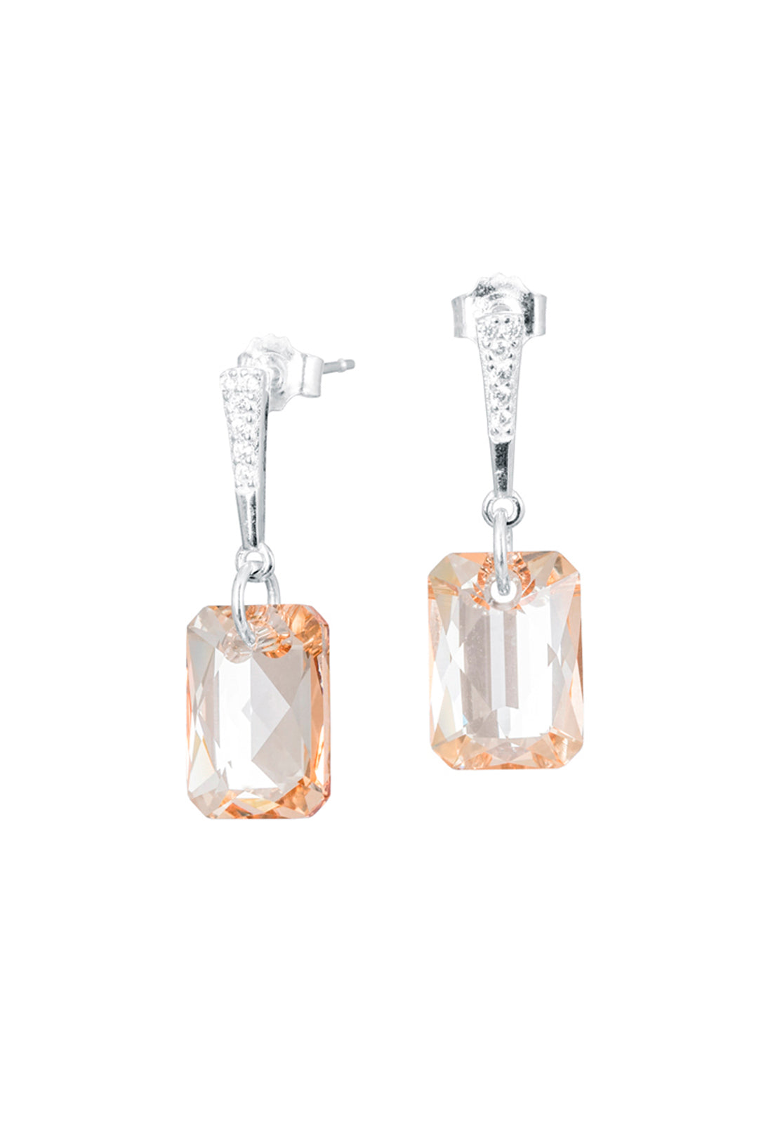 Aros Estefanía Plata 925 Cristal Genuino Golden Shadow