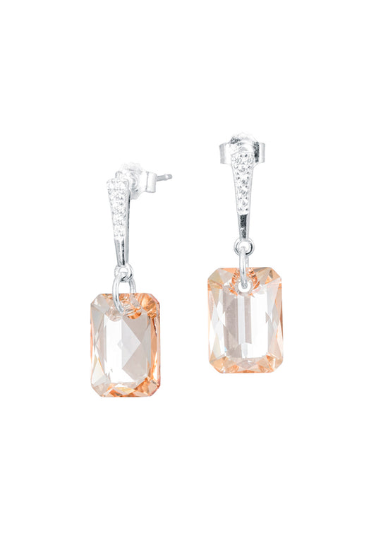 Aros Estefanía Plata 925 Cristal Genuino Golden Shadow