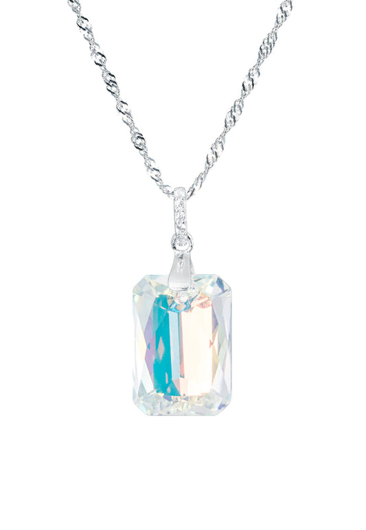 Collar Gran Estefanía Plata 925 Cristal Genuino Aurora Boreal
