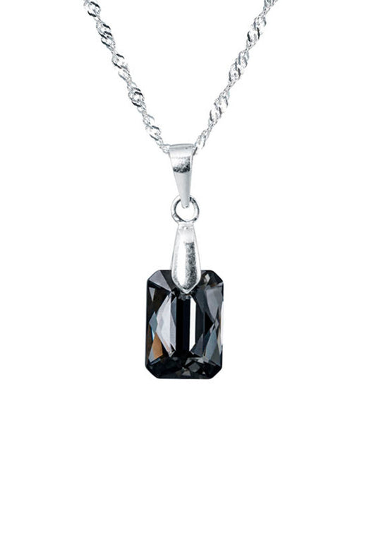 Collar Estefanía Plata 925 Cristal Genuino Silver Night
