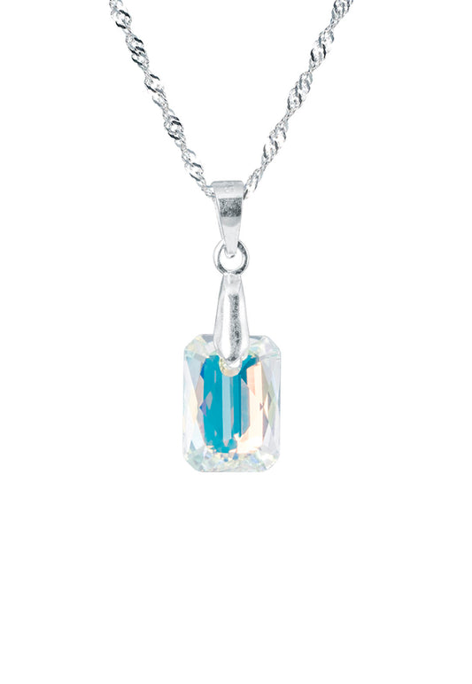 Collar Estefania Plata 925 Cristal Genuino Aurora Boreal