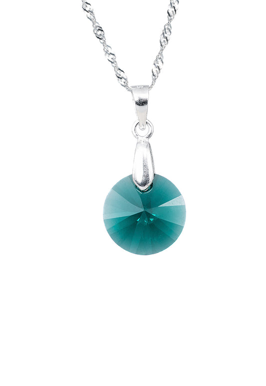 Collar Paris Plata 925 Cristal Genuino Emerald