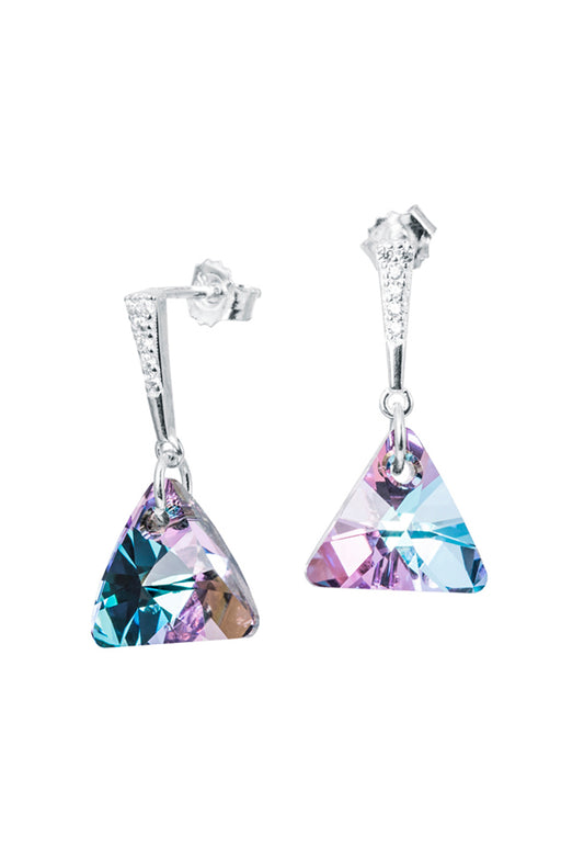 Aros Trinidad Plata 925 Cristal Genuino Vitral Light