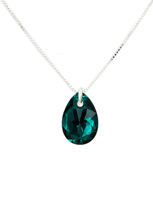 Collar Gota de Luz Plata 925 Cristal Genuino Emerald