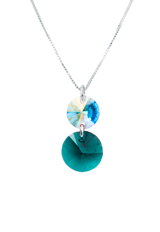 Collar Lourdes Plata 925 Cristal Genuino Emerald