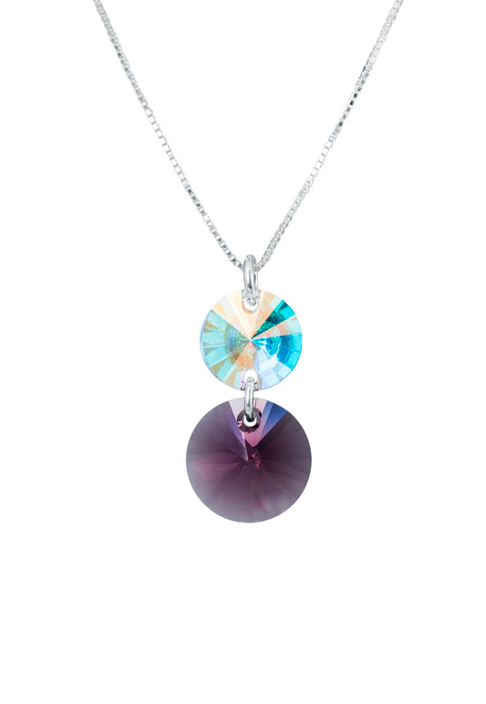Collar Lourdes Plata 925 Cristal Genuino Amethyst