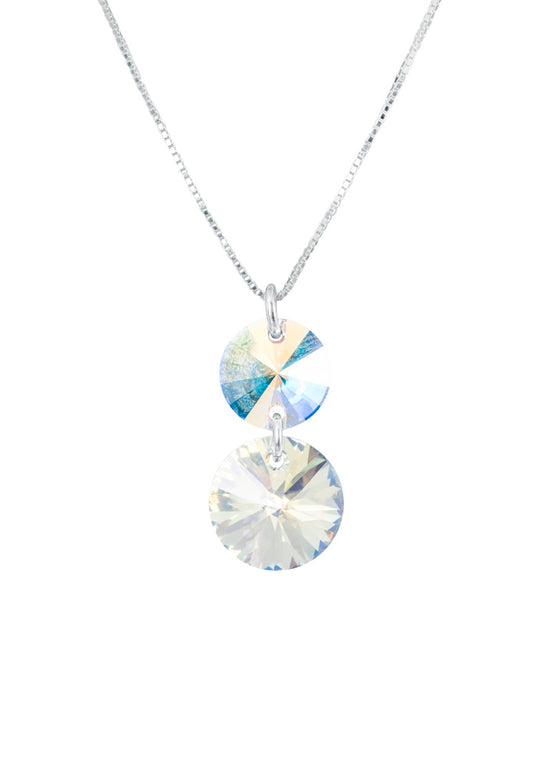 Collar Lourdes Plata 925 Cristal Genuino Aurora Boreal