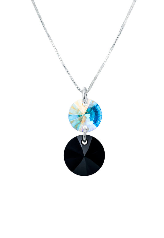 Collar Lourdes Plata 925 Cristal Genuino Black Jet