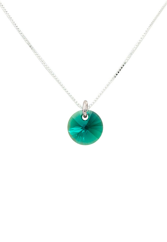 Collar Punto de Luz Plata 925 Cristal Genuino Emerald