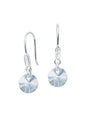 Aros Punto De Luz Circón Plata 925 Cristal Genuino Blue Shade