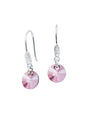 Aros Punto De Luz Circón Plata 925 Cristal Genuino Antique Pink