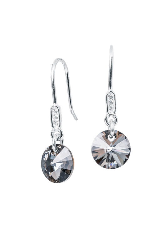 Aros Punto De Luz Circón Plata 925 Cristal Genuino Silver Night