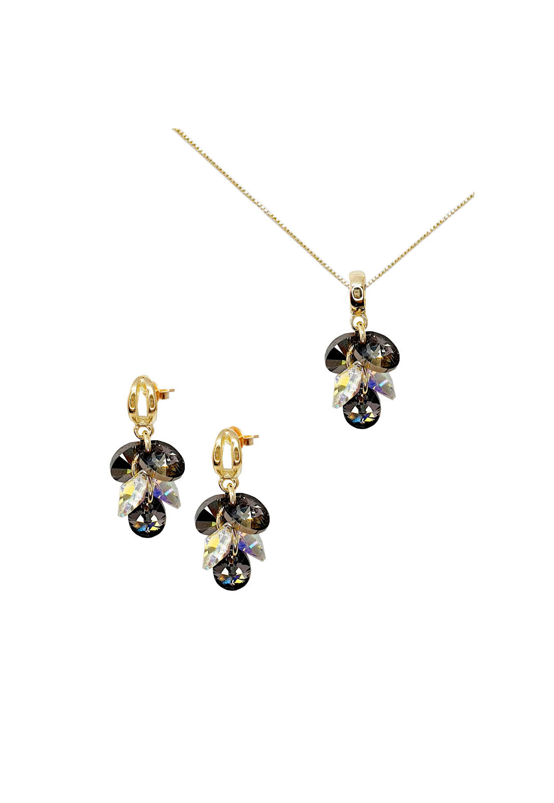 Conjunto Rafela Gold Cristales Genuinos Silver Night