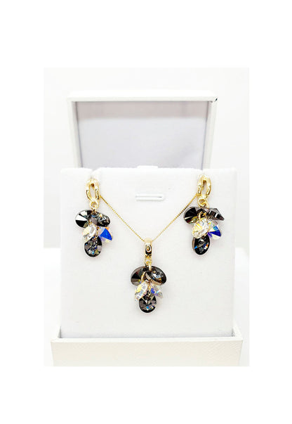 Conjunto Rafela Gold Cristales Genuinos Silver Night