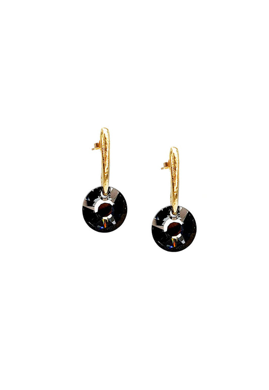 Aros Elisa Gold Cristales Genuinos Silver Night