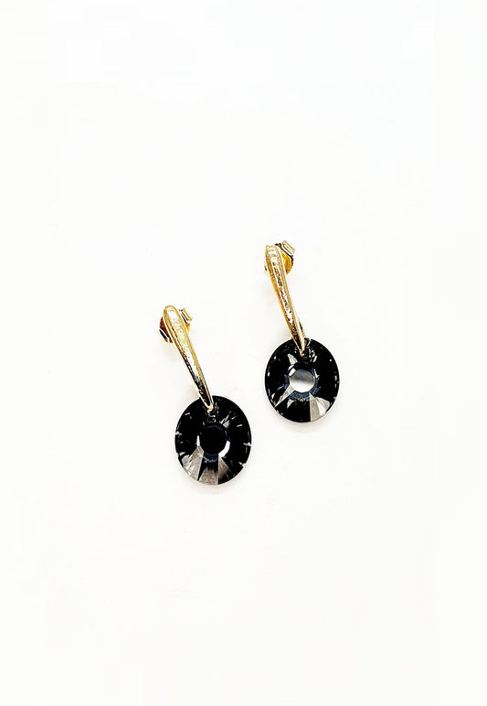 Aros Elisa Gold Cristales Genuinos Silver Night