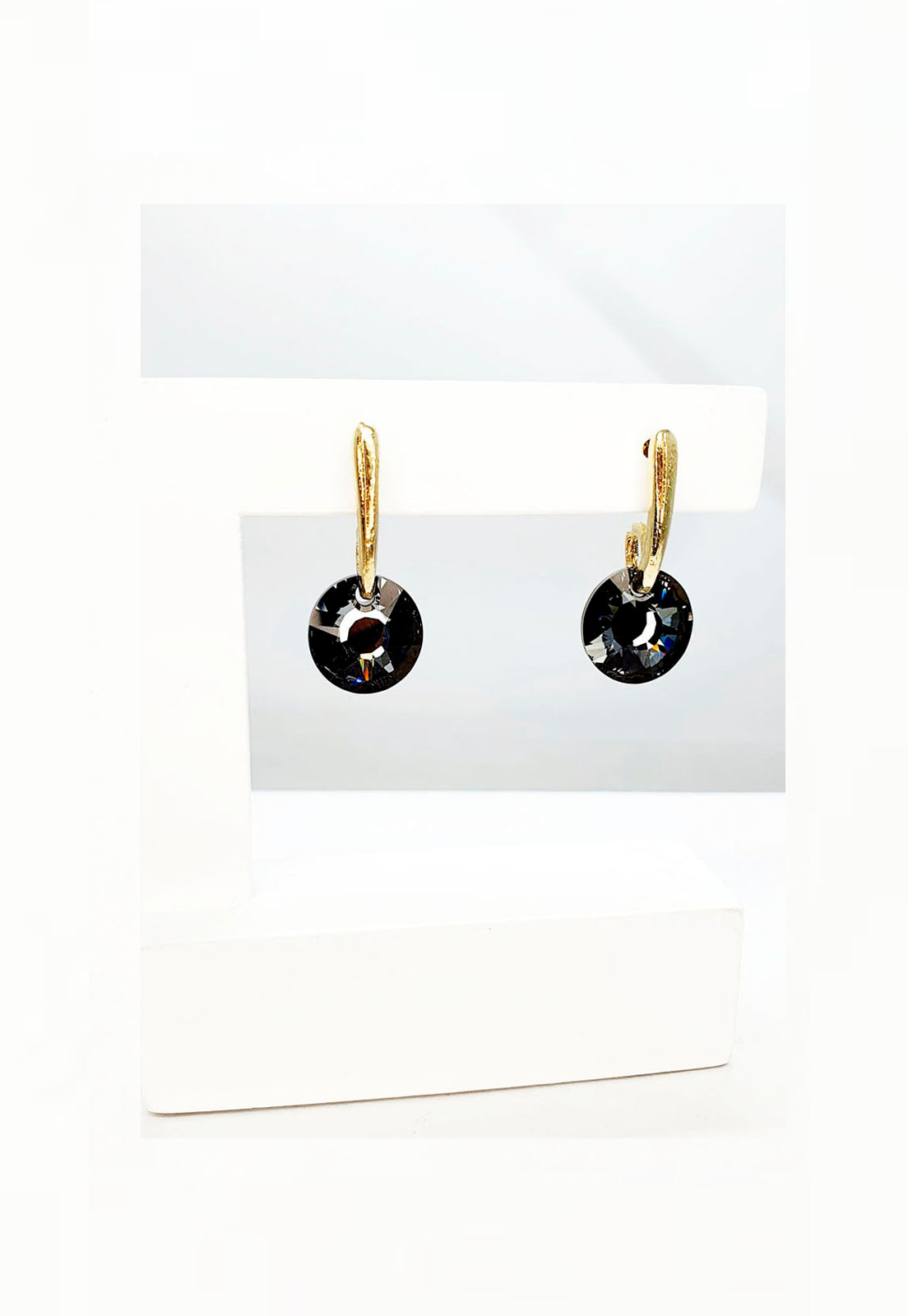 Aros Elisa Gold Cristales Genuinos Silver Night