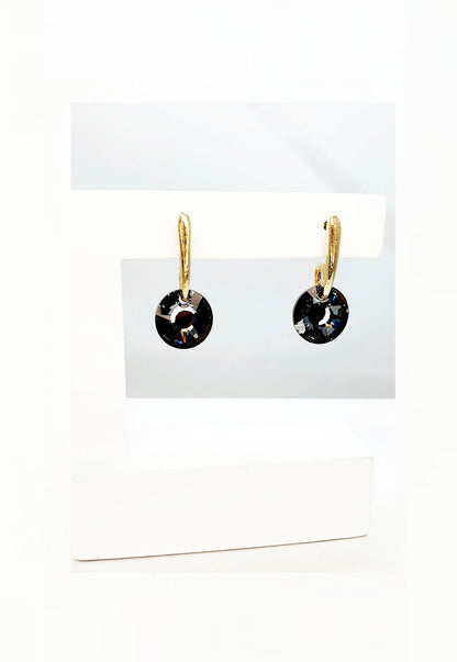 Aros Elisa Gold Cristales Genuinos Silver Night